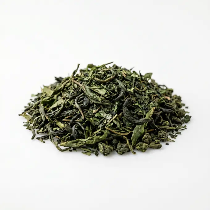 Green tea leaves representing green tea extract in SodaBurn
